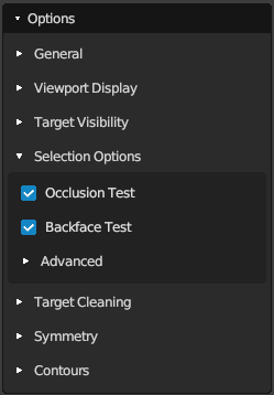 Selection options
